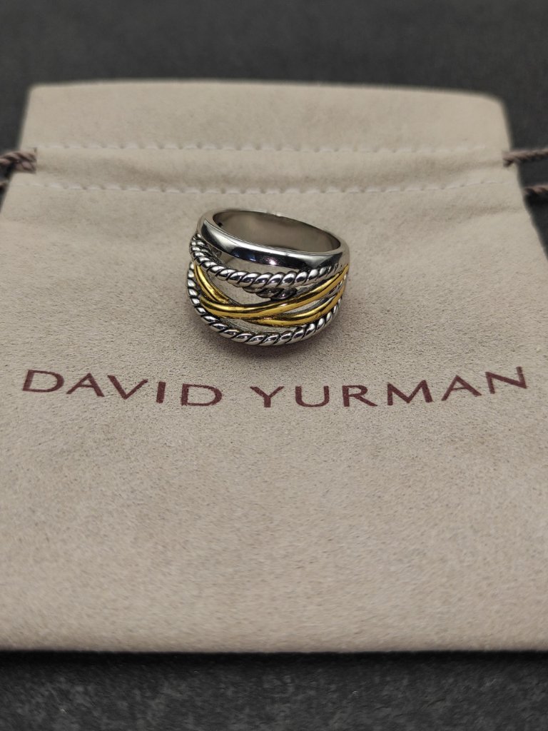 David Yurman Double-Cylinder Two-Tone Cross Ring